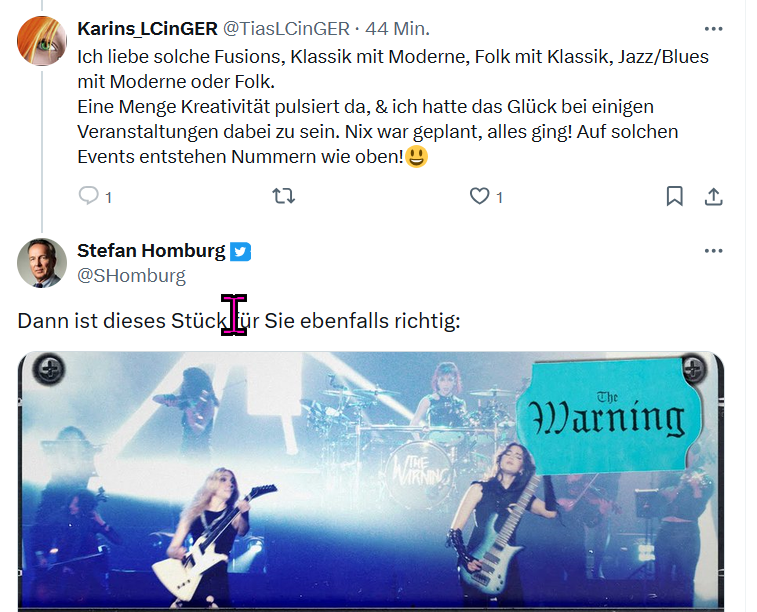 gedanken_lost's tweet photo. jetzt müsste ,Möchtegern-Musik-Prof #Homburg noch erklären, warum das Cover eines Metal-Songs durch #TheWarning mit "Fusion" (von was auch immer) vergleichbar wäre.
Die spielen den Song schlicht (aber sehr gut) nach.
Alter, ist der (nicht nur) musikalisch ahnungslos... https://t.co/u3OmV5UtgZ