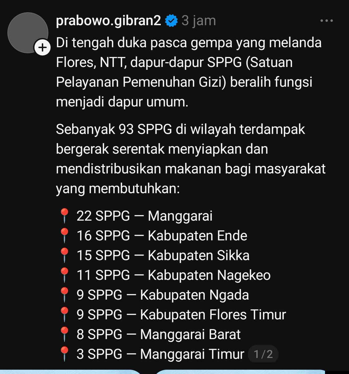 recehsjaa's tweet photo. Percayalah, kalau MBG sudah turun tangan, maka anggaran akan gila gilaan diturunkan mereka kesini dan gila gilaan juga mereka akan mengambil bagian dari sini. 

Ingat!!! Mereka korban bencana alam, masak yang betul betull. https://t.co/3HV0YIdMw1