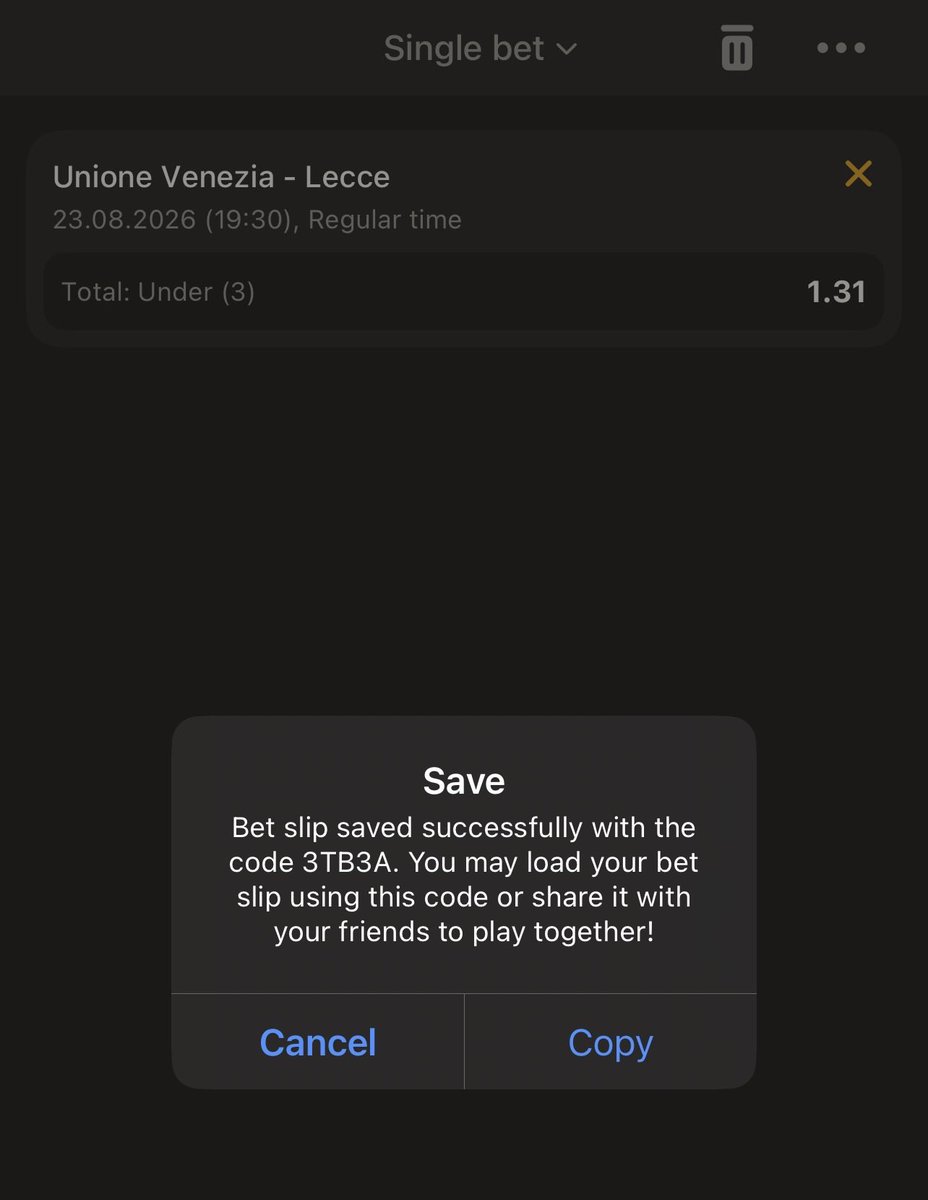 WinningCoupons's tweet photo. #Unione Lecce 🆚 #Lecce
➡️ Pick: Total Under 3
💰 Potential Win: 15.720 USD
✅ #Melbet: ➡️
✅ Bet Code: ➡️ 3TB3A
✅ PROMO CODE: ➡️ xfree
(Register with this promo code and receive a 200% bonus on your first deposit!)
#afropari https://t.co/DVRCdl7qRb