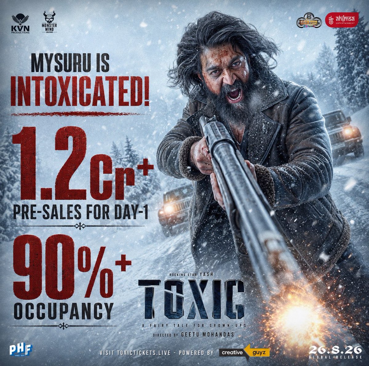 creativeguyz77's tweet photo. Mysuru🔥🔥
Get details on 👉 https://t.co/oIN54Uw1aG
#ToxicTheMovie #Yash #Toxic #CreativeGuyz https://t.co/AAV7pDQVcx