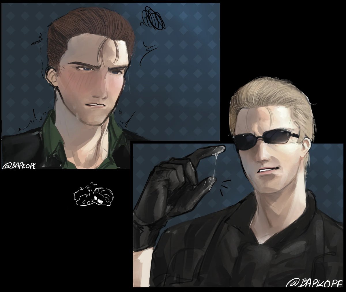 phryani314649's tweet photo. Well, I wonder what Code: Veronica Remake would looks like... 

#ResidentEvilFanart  #AlbertWesker #Chrisredfield #ウェスくり #Chrisker https://t.co/PolGv4KG6S