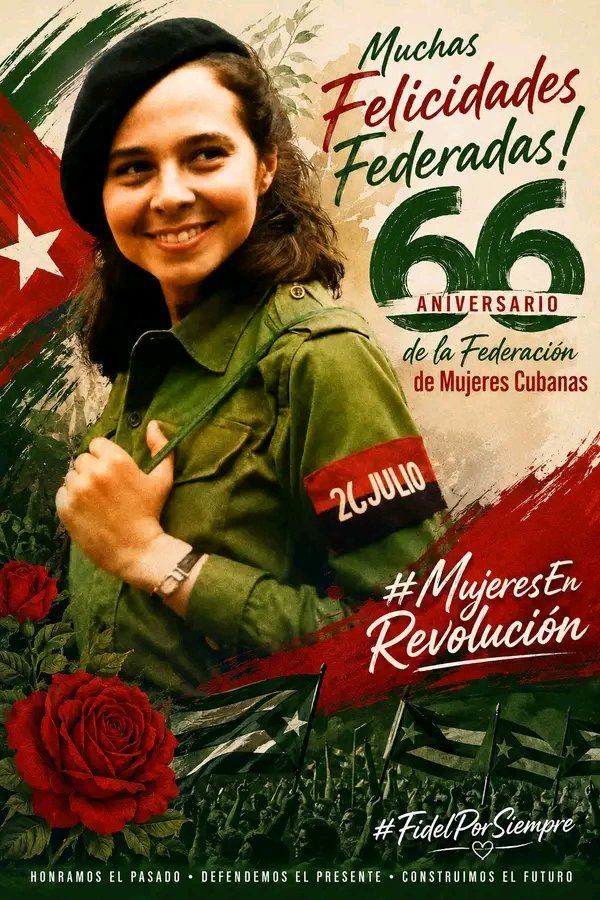 JorgeMadrigalD's tweet photo. 23 de agosto de 1960 es creada la Federación de Mujeres Cubanas (@FMC_Cuba). #MujeresEnRevolución #CiegodeÁvila #Cuba @odelsysfmc @InesMChapman @DisleyAcosta1 @BrbaraG43339058 @yamila_padron @YamileRamosCord @YaquedeCuba https://t.co/HZXZ6iI9b1