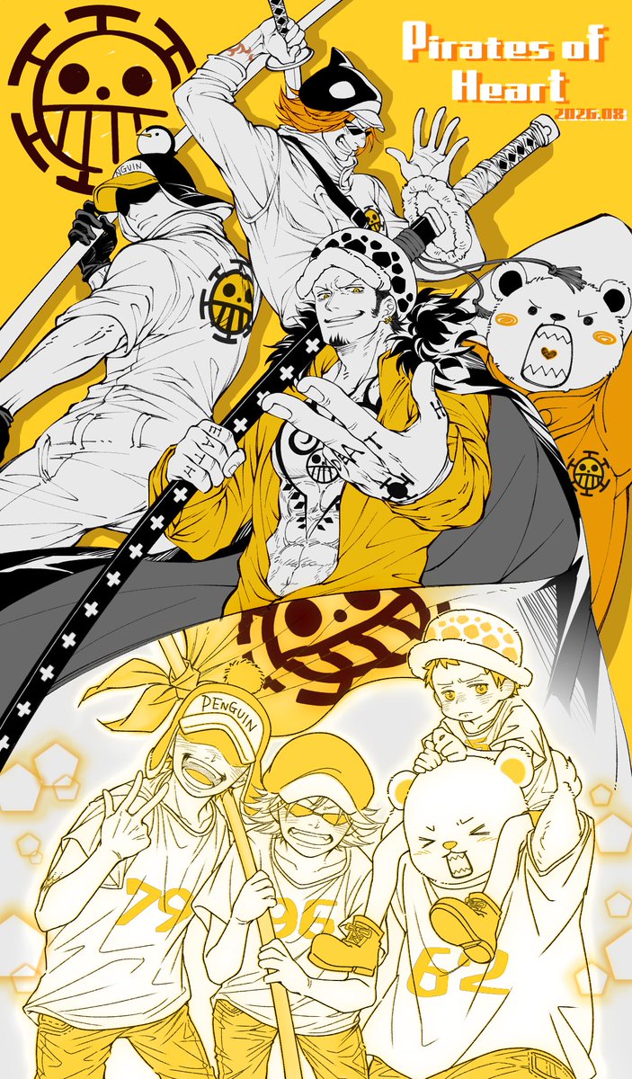 ami_i09's tweet photo. 💛🏴‍☠️『ここ』はオレらの夢！

旗揚げ組100位以内ランクインおめでと！！
大遅刻ですけどハートの海賊団の日と一緒にお祝いです、ペンギンもシャチもベポもローさんもみんなおめでとー！！

#ONEPIECE_WT100 https://t.co/GtedLzKUN1