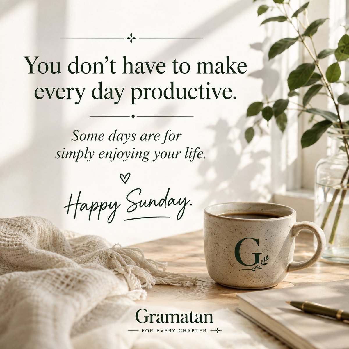 TheGramatan's tweet photo. Maybe today doesn’t need a to-do list. 🤍

Here’s to a slower Sunday — a little rest, a little joy, and time for whatever makes the day feel good.

Happy Sunday.

#Sunday #SundayThoughts #SlowSunday #Gramatan https://t.co/2QSFPl1tuC