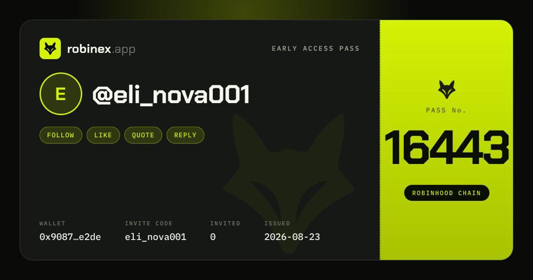 eli_nova001's tweet photo. Just secured Early Access Pass #16443 🦊⚡️

@robinex_app I’m early. Time to farm this one properly 👀

My ref 👇
https://t.co/qAPX2YXOna…

Let’s cook. 🦊 https://t.co/vjAfNqvKAt