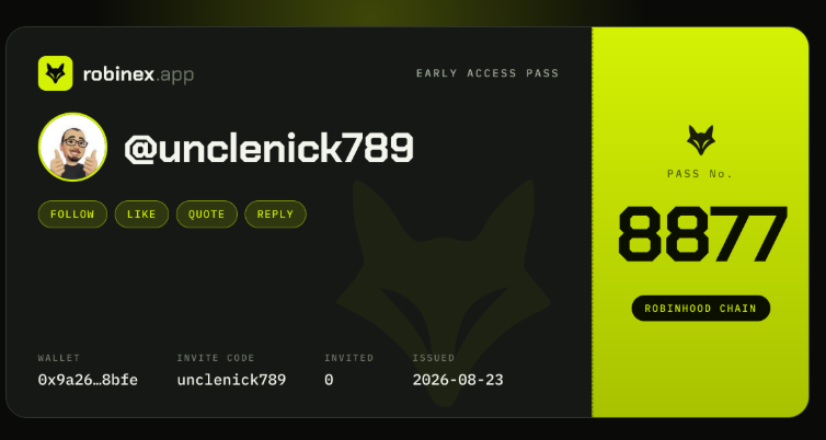 UncleNick789's tweet photo. New Robinex waitlist a fair-launch launchpad 
 มาใหม่บน Robinhood Chain

>Register here; https://t.co/zgQgGmjvul
>Complete tasks 
>Submit your EVM Address

ใส่invited code ก็ดีนะ unclenick789 https://t.co/7pZc85mkkn