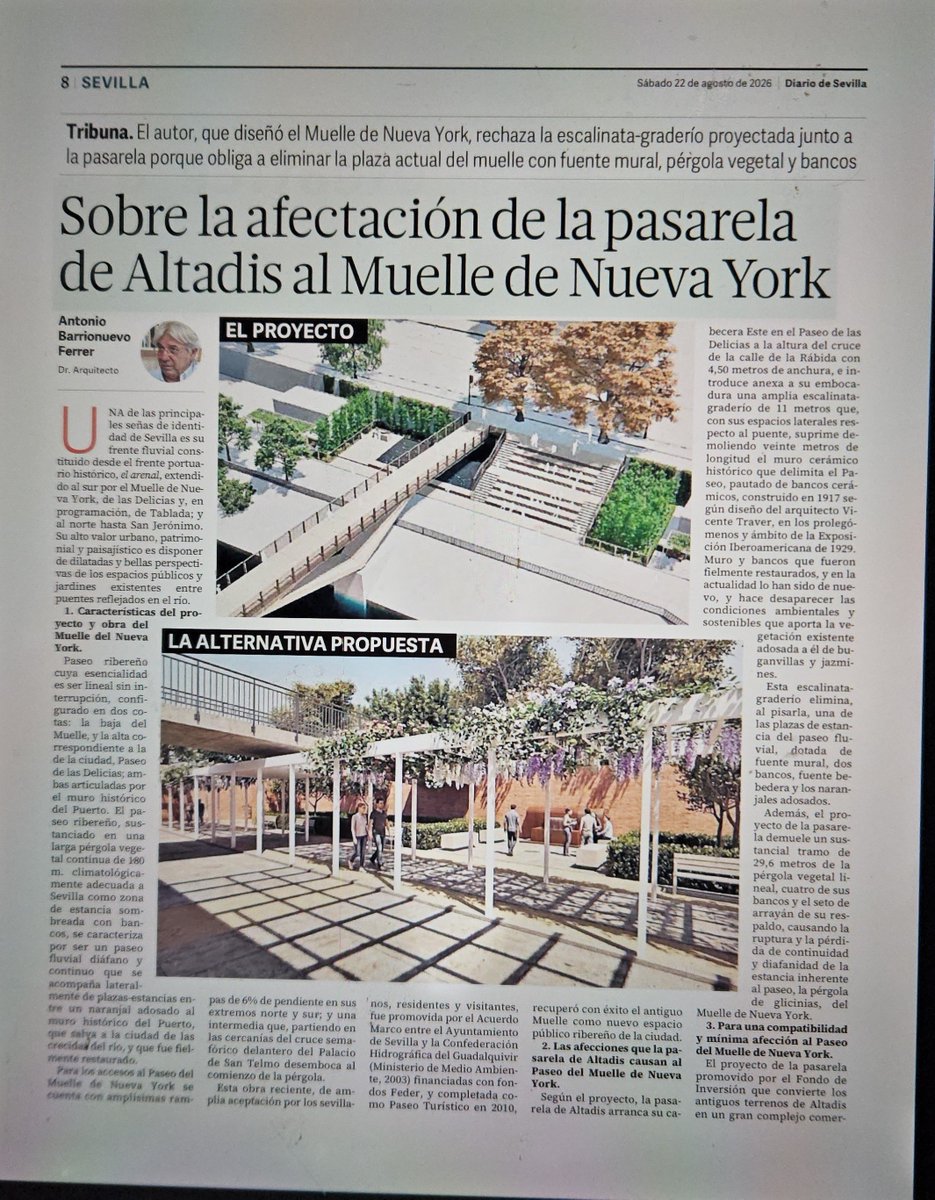 CiceronSevilla's tweet photo. #Sevilla calla, con en tantas ocasiones. Una nueva barbarie está a punto de cometerse con el el silencio de la ciudadanía y el beneplácito del sr @jlsanzalcalde

Destruir lo construido parte del Muelle de Nueva York para sustituirlo con algo innecesario.

Así nos va como ciudad https://t.co/Dg4Ev59PL1