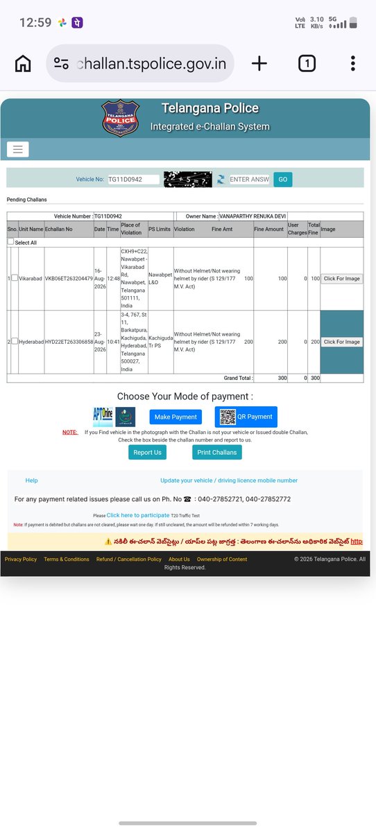 RAMPRASAD1999's tweet photo. Dear @HYDTP, @SajjanarVC_IPS,

My bike was previously challaned for not wearing a helmet under Sec. 127/177 of the M.V. Act, and a penalty of ₹100 was imposed.

Today, I was again challaned for the same violation under the same sections, but a penalty of ₹200 was imposed. https://t.co/BuJftkz0WP