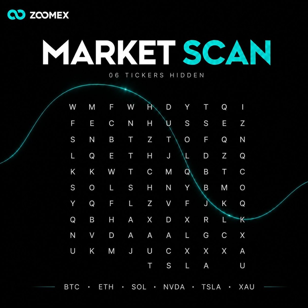ZoomexOfficial's tweet photo. Think you can spot all 6 hidden tickers? 👀

Find them. Circle them. Win it.

To enter:Fo + ❤️ + Repo + Tag 2 
Reply with your circled screenshot + UID + #ZoomexStory

💰 10 winners × 20 USDT
⏳ 72 HOURS ONLY

Time to scan the market. https://t.co/Cl3KolkFav