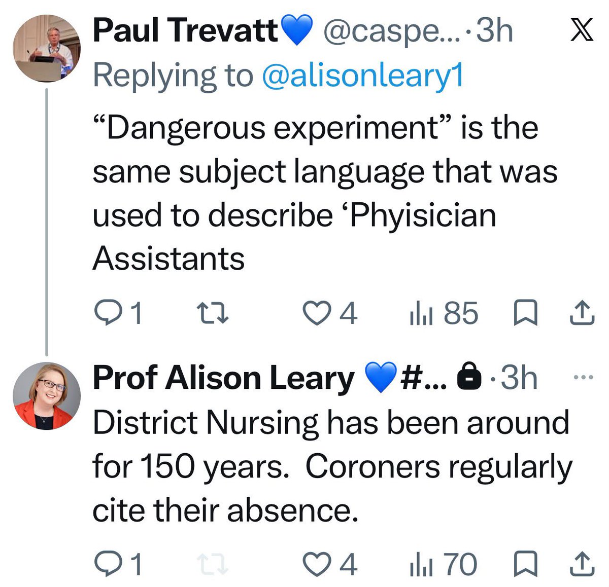 medicalmodelbri's tweet photo. @caspertown24 @alisonleary1 stop misrepresenting my posts. 

1) Dr replacement by nurses IS a dangerous experiment 

2) Alison you’re well aware that District nurses aren’t Dr replacements working on medical rotas but keep referring to them to deflect from the issue . https://t.co/5t1Wsu0vrw