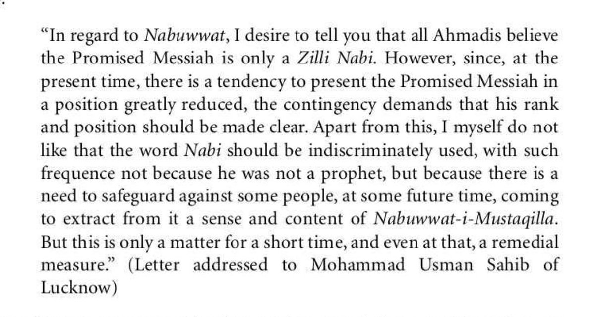 SpreadHaqq's tweet photo. Indeed, "just like how" Musleh Maw'ood (ra) mentioned to not use the term "Nabi" (Prophet) indiscriminately, BUT due to the position of Imam Mahdi being greatly reduced, he (ra) stated that this DEMANDS that his rank and position should be made clear!

Likewise, has the Mas'alah (issue) of Rejection (inkār) been unjustly belittled. 

This subsequently, ALSO, belittles the blessed and high status of sayyidunā Al-Imām Al-Mahdī Mirzā Ghulām Aḥmad (saw).

Therefore, just as you said, it is indeed "just like" the previous mas'alah.

Wallāhu A'lam. I ask Allāh to guide us all and let not our egos get in the way. May he transform our hearts to be true believers that fulfill his rights and the rights of his creation. Āmīn.