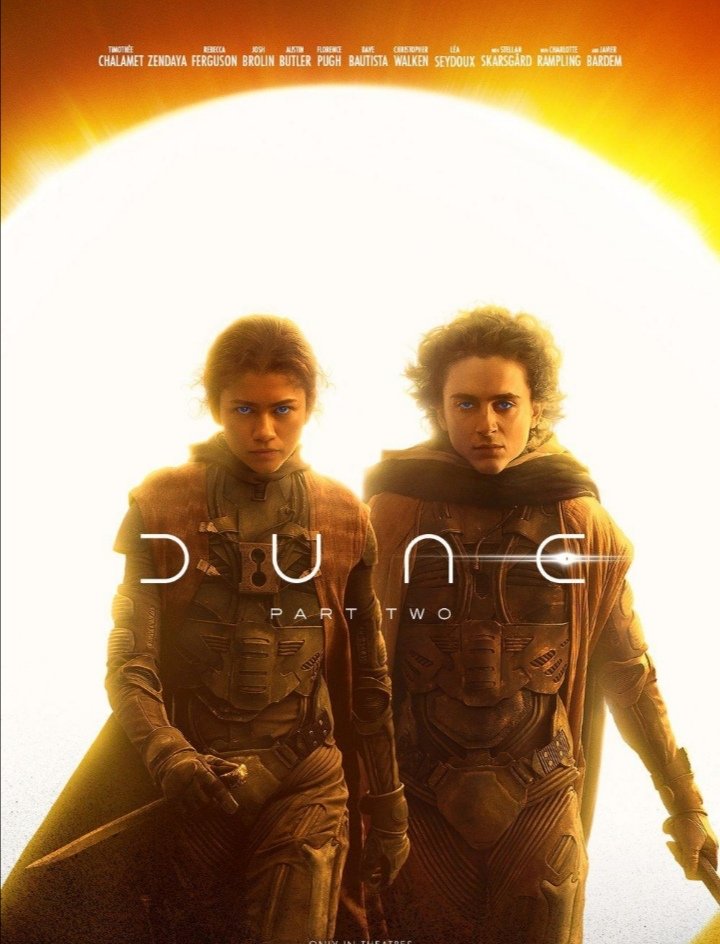 jessyiswet's tweet photo. DUNE 

Paul Atreides and his family were sent to Arrakis, the desert planet that produces the most valuable substance in the universe: spice.

But their arrival was part of a dangerous political game.

House Atreides was betrayed by its enemies, leaving Paul and his mother, Lady Jessica, fighting for survival in the harsh desert.

They eventually find refuge with the Fremen, the native people of Arrakis.

As Paul became closer to the Fremen and Chani, he began to understand the strange visions he had been experiencing, and realizes he may have a greater destiny than he ever imagined.

As the battle for Arrakis intensifies, Paul must choose between the life he once knew and becoming the leader the Fremen believe he is destined to be.

Epic battles, betrayal, revenge, politics, romance, and breathtaking visuals, Dune is a sci-fi masterpiece you should definitely watch.