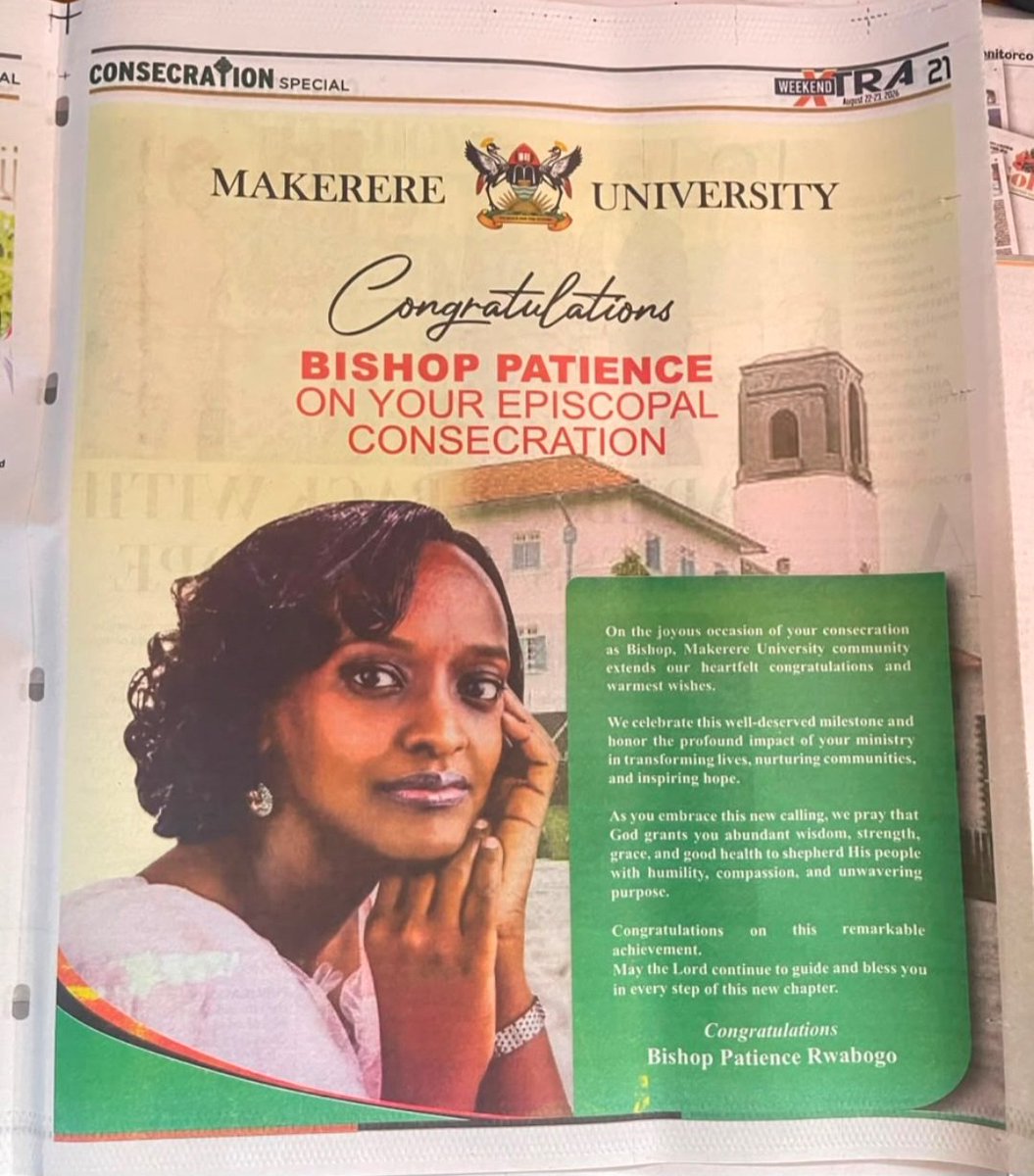 nsengoba's tweet photo. Congratulations Bishop Patience Rwabwogo. 
May be it is time to think the Papacy. https://t.co/ZU4dJkTgRK