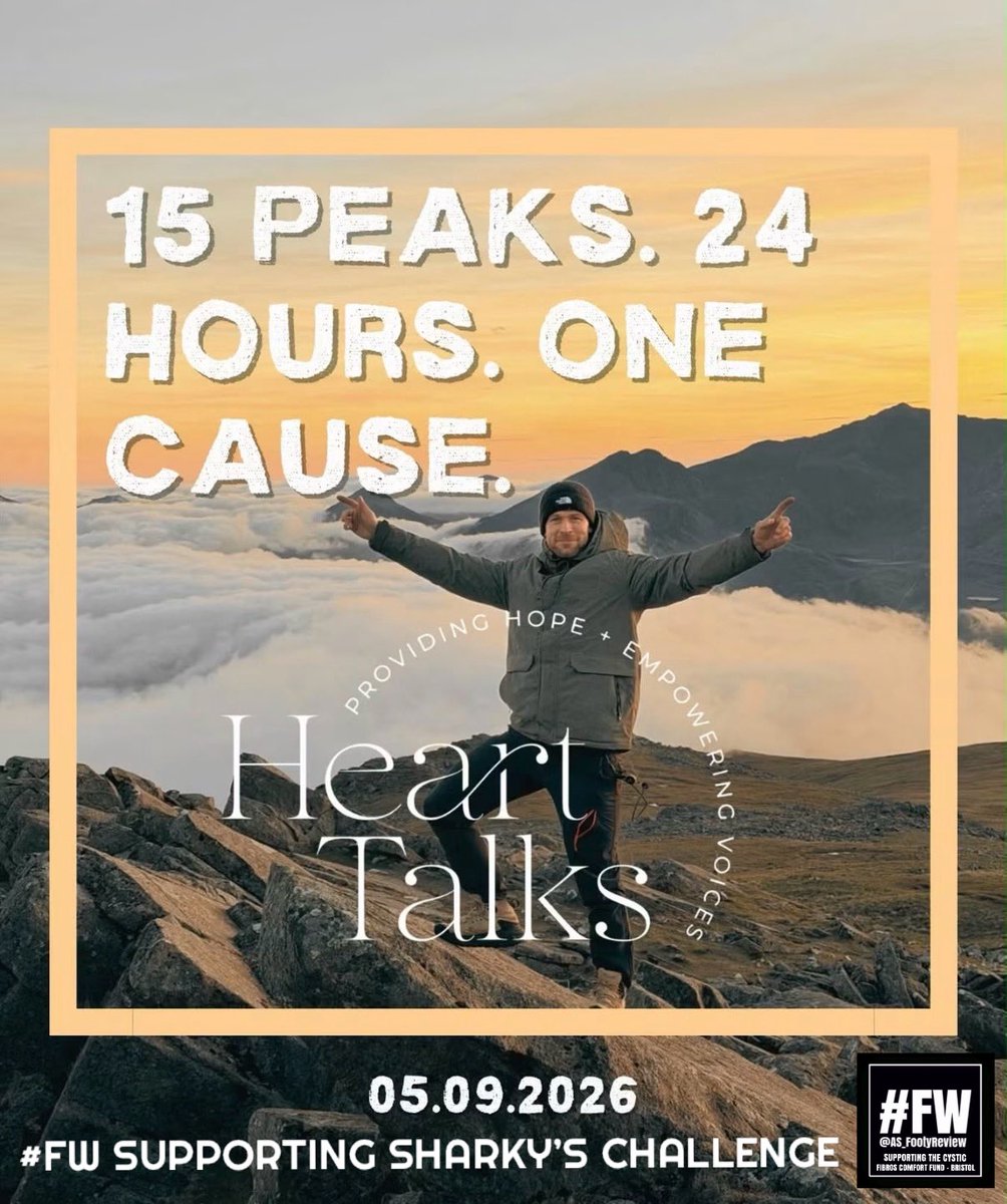 AS_FootyReview's tweet photo. #FW SUPPORTING SHARKEY CHALLENGE
So @jamessharkey1 is taking on the Welsh 3000s on 5th September to raise money for HeartTalks, supporting families affected by baby loss.
The challenge is roughly 32 miles, 15 peaks and over 13,000ft of elevation gain. The challenge is to complete it in under 24 hours, but he’s training hard and pushing himself to try and get it done in under 15 hours.
It’s a cause that’s really personal to his family, and he has spent the last couple of months training hard for it and I’m now it’s time for the football community to help with the final push with fundraising.🙌🏼
As you know #FW has a big fan base and the support received from it across the south west has been incredible, now I’m reaching out to you all to help support Sharkey, 🫶🏻
I plan to do some fundraising through bucket collections at some of the upcoming games I e got planned in, but you can donate online on the link below ⬇️
Donation link :
https://t.co/AD94qpqJaz
Sharkey has played for a plenty of clubs in Exmouth Town , Cronies, Shepton Mallet , Mangotsfield Utd & currently playing for Warminster, be great to see fans of these clubs and throughout non-league supporting him in the monumental challange…. best of luck Sharkey, #FW is fully behind you pal!! 👊🏼