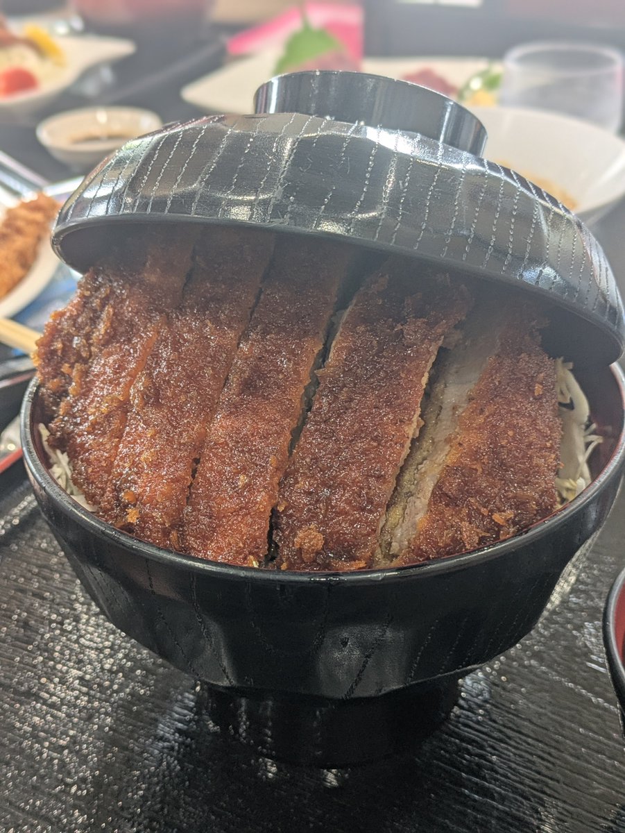 529D's tweet photo. 今日から信州旅行へ。

初日は駒ヶ根でリフレッシュとソースカツ丼を。
2歳の長女は「車ながいー」とか駄々こねてたけど、川で石を拾っては投げたりして、ご機嫌に。 https://t.co/9f5kEejZ4E