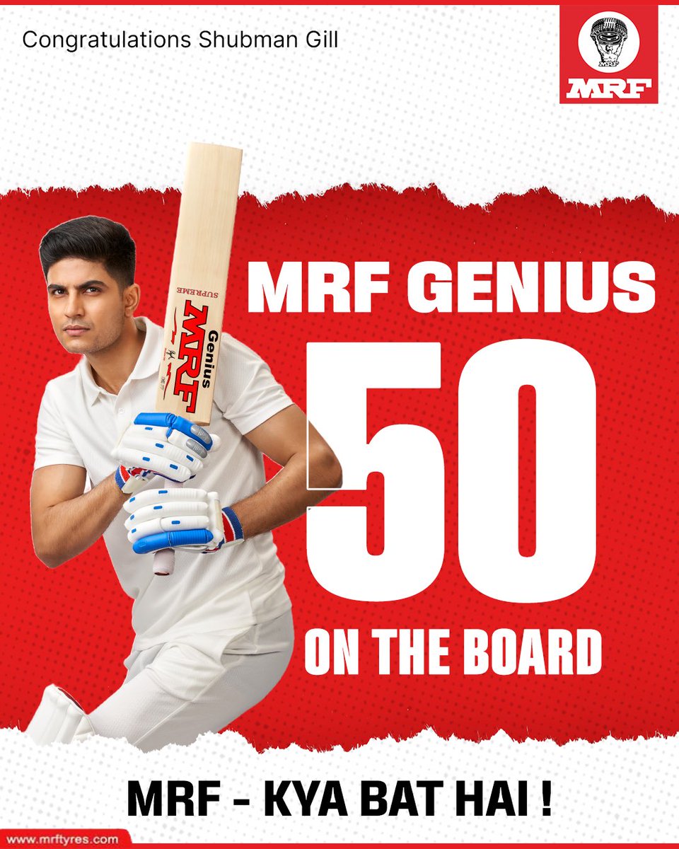 MRFWorldwide's tweet photo. Another impressive performance marked by precision from Shubman Gill. 

Congratulations to the MRF Genius on a brilliant half-century!

#MRF #MRFGenius https://t.co/d9YZT1myjw