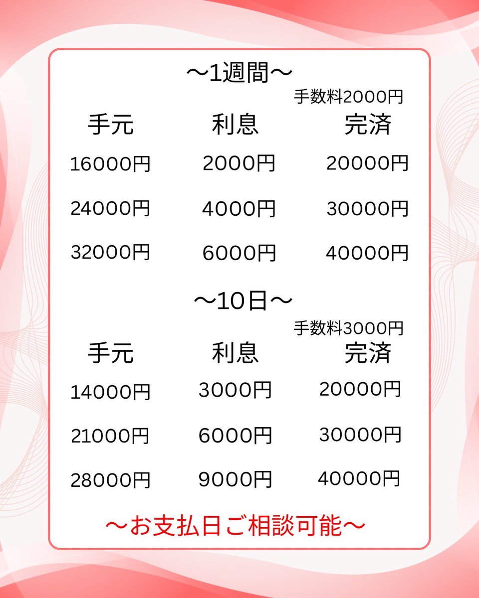 DaisySparkqe's tweet photo. 〜即日です〜

九州⭕️
ヒアなし⭕️
給料日合わせ⭕️

お問い合わせは公式ラインまで✨

#個人融資 #お金貸してください #お金に困ってます
ピザ https://t.co/NNbnlfMjc4