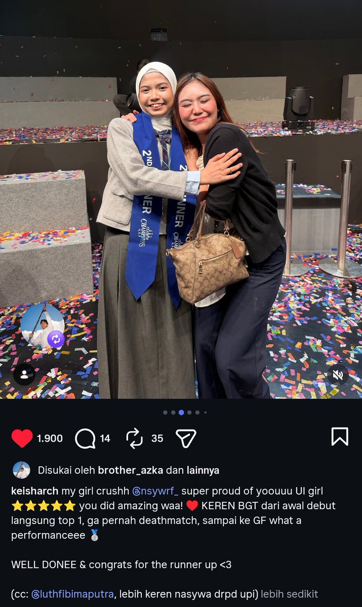 srcynosure's tweet photo. UI GIRL'S✨

seneng bgt liat roche support nasywaa bgt ginii, mrk punya banyak kesamaan jugaa, sama² dari UI, sama² runner-up, sama² ga pernah deathmatch, dan sama² jd "last woman standing" di season nya masing², DUA CEWEK KERENNN KU😭💖 https://t.co/Jkw6L4y3QN