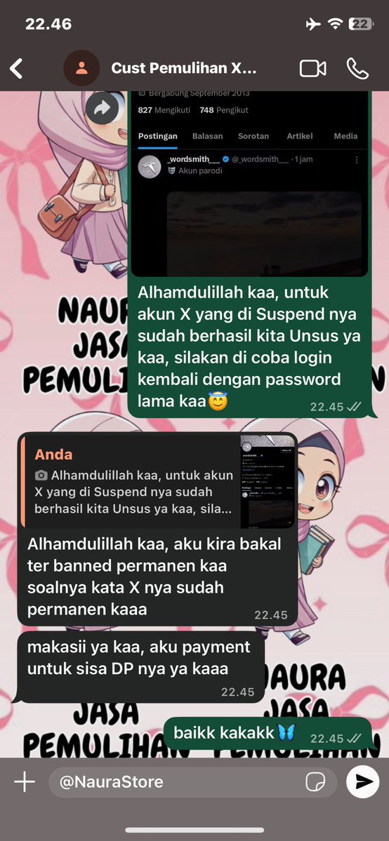 uurnee's tweet photo. WTS LAYANAN JASA PEMULIHAN / BALIKIN SOSMED 🦋

>JASA LACAK HP HILANG BY NO HP
>JASA HAPUS AKUN 
>JASA PEMULIHAN &amp; BALIKIN AKUN 
>JASA LACAK LOKASI
>JASA SADAP WA
>JASA HACK/PEMULIHAN AKUN (EMAIL,IG,WA,TWITER/X, FB,LINE,TIKTOK)
Fast wa 👇

WhatsApp Di Bio Profil☎️ https://t.co/I1o9us8C1K