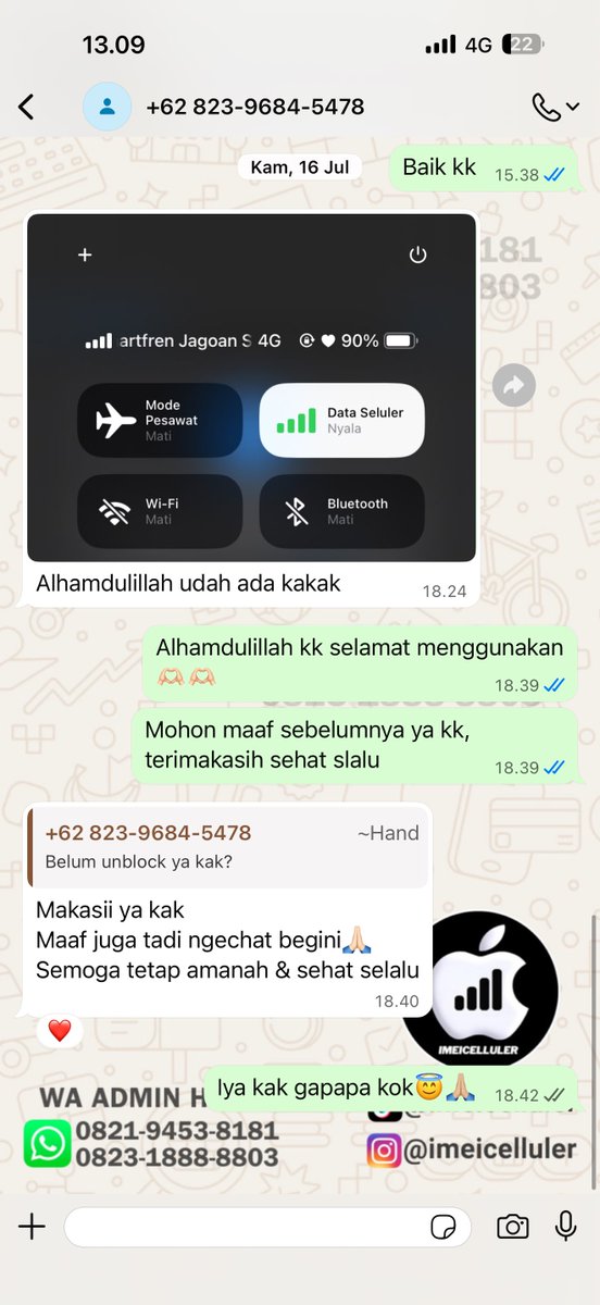 imeicelluler's tweet photo. Menerima Unblock IMEI sampai sinyal muncul baru bayar? Boleh banget imeicelluler solusinya🥰🥰
 𝐖𝐀 𝐘𝐆 𝐃𝐈 𝐁𝐈𝐎 ya guys 🥳, 𝐒𝐎𝐒𝐈𝐀𝐋 𝐌𝐄𝐃𝐈𝐀 𝐈𝐌𝐄𝐈𝐂𝐄𝐋𝐋𝐔𝐋𝐄𝐑 klik link dibawah ini https://t.co/tvBF71EyNj https://t.co/BLxdcX9q2R