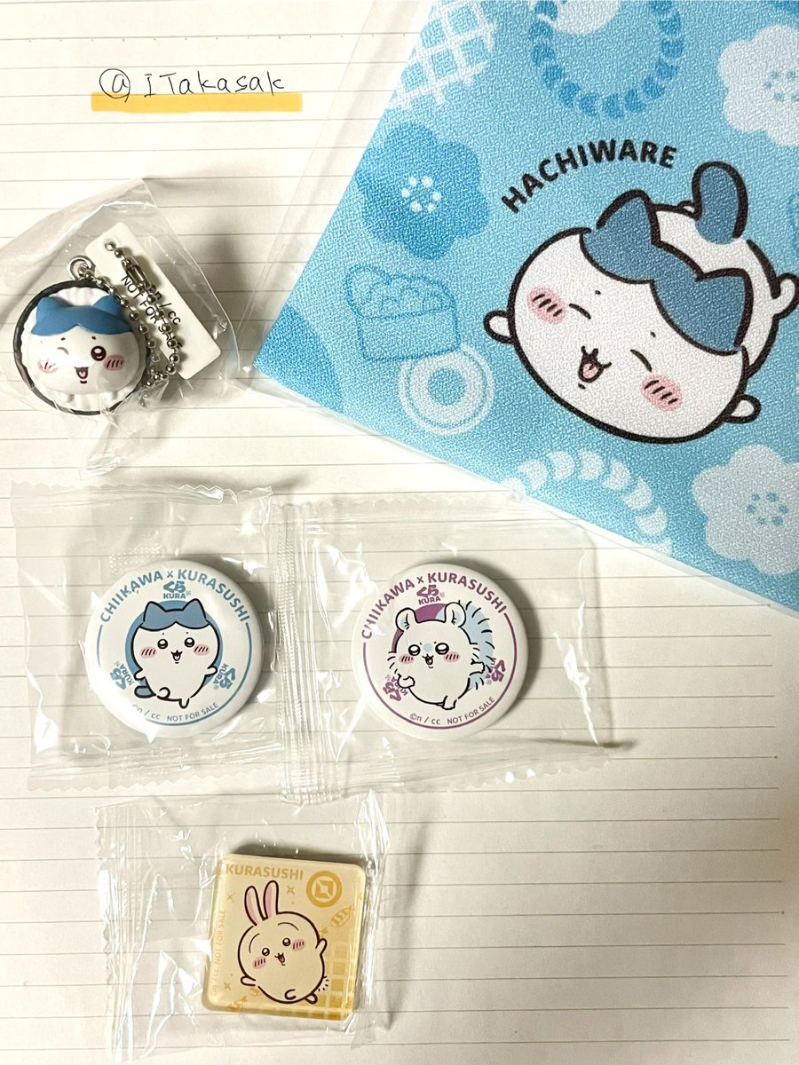 ITakasak's tweet photo. 【交換】ちいかわ　くら寿司　ビッくらポン

【譲】
☆フィギュア：ハチワレ
☆巾着：ハチワレ
缶バッジ：ハチワレ、モモンガ
マグネット：うさぎ
【求】
フィギュア：うさぎ
巾着：うさぎ

フィギュア↔︎フィギュアのみ
☆フィギュアと☆巾着は1:1
缶バッジ、マグネットは1:2可能
郵送交換希望です📮 https://t.co/wq7n9WoF6A