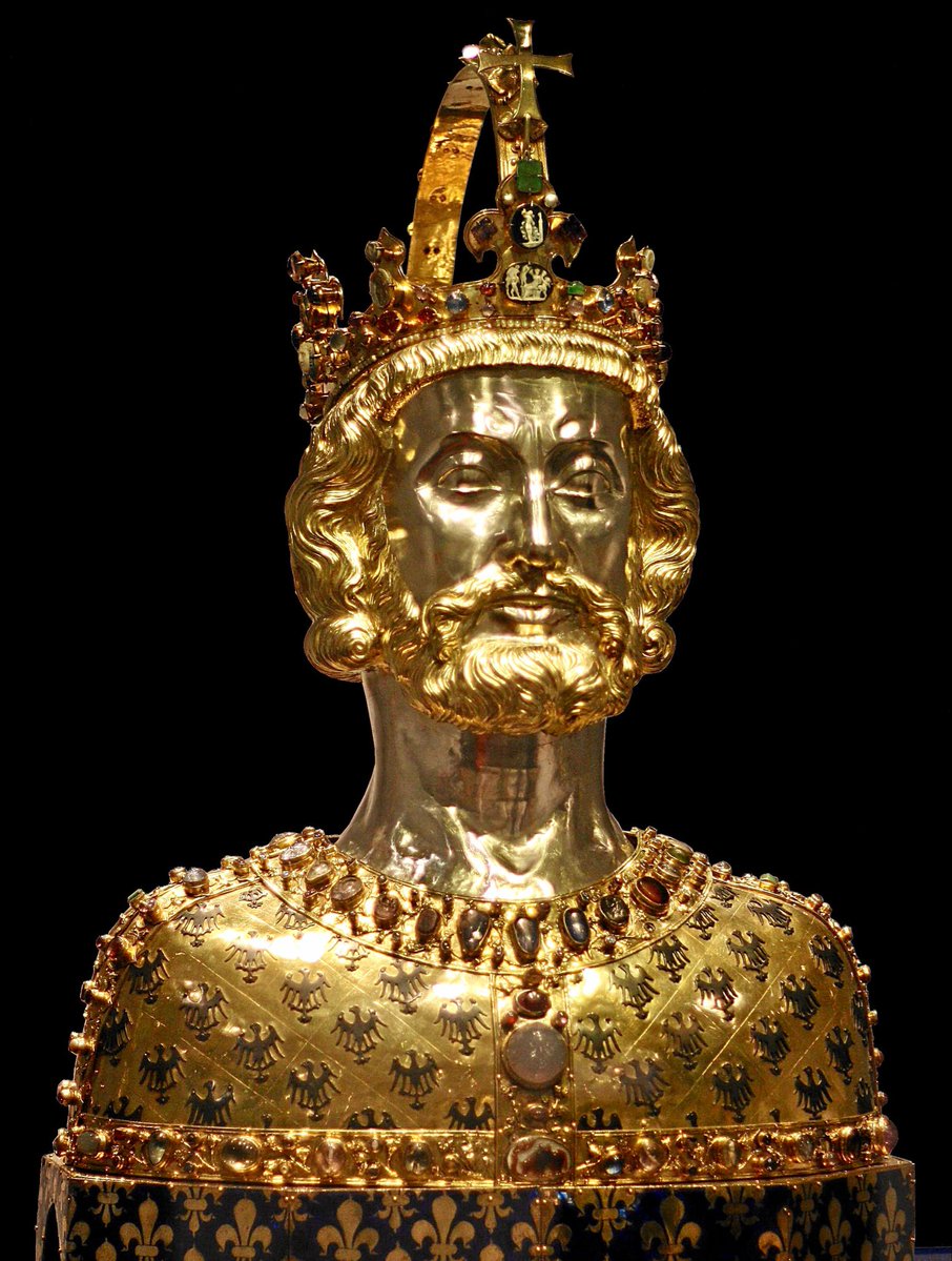 Kristof_Poland's tweet photo. Charlemagne – Carolus Magnus, meaning Charles the Great – The Second Founding Father of Western Civilization.

Augustus built the first civilization.
Charlemagne rebuilt it from the ruins. Between them, they did more to create the Western world than almost any other two men in history. Augustus is underrated. Charlemagne is almost completely forgotten. This is a civilizational scandal.

1. Understand what he inherited. The Western Roman Empire had been gone for three centuries. What remained was fragmented, largely illiterate, and violent – a patchwork of warring kingdoms. Roads were crumbling. Schools were gone. Roman law had dissolved into local custom. The Church was the only institution with any continuity. This was the raw material. What Charlemagne built from it is why you are reading this in a Western language, in a country with institutions whose lineage reaches back to his reforms.

2. He unified Western Europe by force – then made the unification stick by giving it content. The Frankish kingdom he inherited from his father already encompassed much of modern France, Belgium, the Netherlands, and western Germany. By 814, he controlled France, Germany, northern Italy, a part of Spain, and territories that would become Austria, Switzerland, the Netherlands, and Belgium. He fought forty-seven military campaigns in forty-six years. His military genius was real; the administrative genius that followed was rarer.

3. He made literacy a civic virtue. He brought Alcuin of York, the greatest scholar of his age, to Aachen and charged him with reforming education. The Carolingian Renaissance systematically reconstructed Western intellectual life: classical manuscripts were copied, Latin standardized, and an educational infrastructure created that eventually produced the medieval university.  Much of what survived from antiquity survived because of this effort.

4. He built the administrative state of the medieval West. The royal envoys, sent in pairs, layman and cleric, to inspect, adjudicate, and report, were an early systematic attempt to govern a large territory through accountable officials rather than hereditary local lords. He travelled constantly through his empire, seeing with his own eyes what his officials were doing. His royal decrees created written rules covering military service, royal estates, justice, and the treatment of the poor. He was doing, in the ninth century, what Augustus had done in the first: converting personal power into transmissible institutional order.

5. On Christmas Day 800, Pope Leo III crowned him Emperor of the Romans. The ceremony was choreographed — Charlemagne later claimed he would not have entered the church had he known what the Pope intended — but its consequences were real. The idea of a Western Christian empire, distinct from Byzantium and claiming the Roman inheritance, was born. The Holy Roman Empire that followed lasted until Napoleon abolished it in 1806. The idea of Europe as a civilizational unit was given political form that day in Rome.

6. France and Germany are his children. The Treaty of Verdun in 843 divided his empire between his grandsons, laying the foundations for the territories that became France and Germany. Both trace their political origins to Charlemagne’s empire. The EU’s founding myth of Franco-German reconciliation is, at its deepest level, a family reunion.

7. He died in 814, at approximately seventy. He left an empire his heirs could not hold together – but institutions that outlasted it by centuries. The schools survived. The manuscripts survived. The administrative traditions survived. Above all, the idea of Western Christian civilization as a distinct project — worth building, defending, and transmitting — survived.

Augustus built the first foundation. Charlemagne built the second. We are still living on both.

Oh, and I have him in my family tree – and most of you Europeans do too.

A genius of power. A founding father of the West.