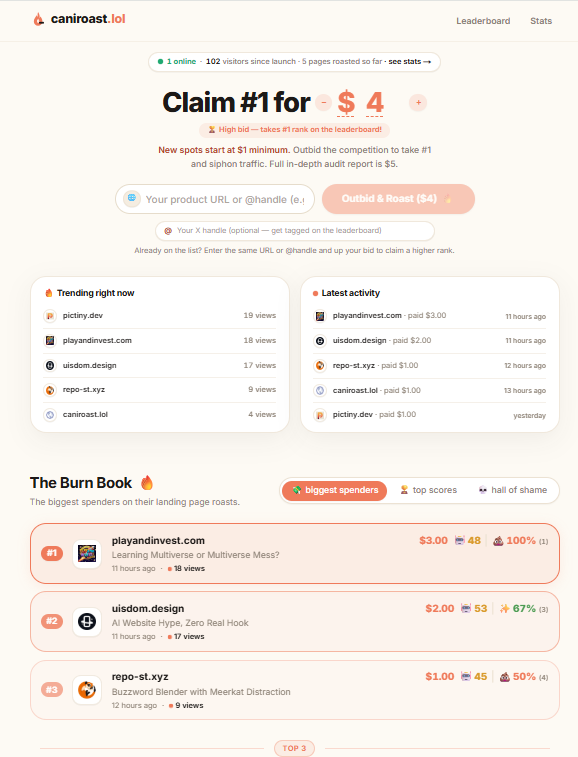 IamMLeclercq's tweet photo. https://t.co/WZQddIhvIB just passed 100+ visitors 👀🔥

Less than 12 hours after launch, and we already have a leaderboard forming : 

🥇 https://t.co/FSUkTCJmao
🥈 https://t.co/qnfvS0pb20
🥉 https://t.co/KGocsI4r9D
The battle for #1 is getting serious ⚔️
Who’s taking the throne next? 👀