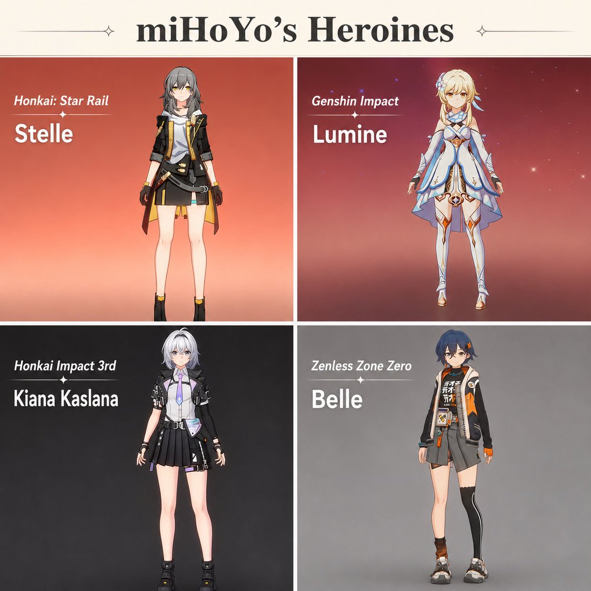 BangbooMemes's tweet photo. Mihoyo's heroines #zzzero #zzzcool https://t.co/b1FZYdeiJb