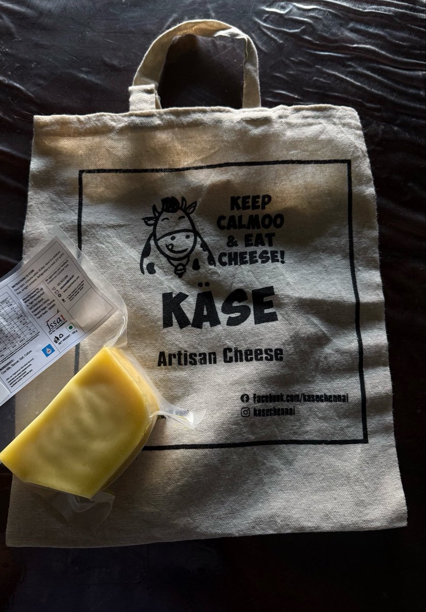 weshnoo's tweet photo. TIL (actually learnt this last week) that Kase Cheese from Chennai has won a few World cheese awards and is just a stone’s throw away from bessie.

Picked up some Gouda and Alpine style washed rind. 12/10 stuff highly recommend. https://t.co/fdQyOjF7xd