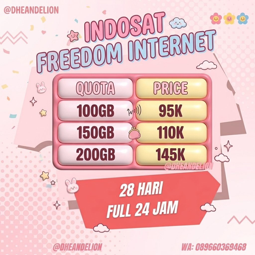 gemuira's tweet photo. PAKET DATA ISAT MURAH
100GB 150GB 200GB 28 HARI FULL 24 JAM 

Minata? Chat @DHEANDELION 
Kuota indosat im3 jual #zonauang https://t.co/7oMdLJ3YWt
