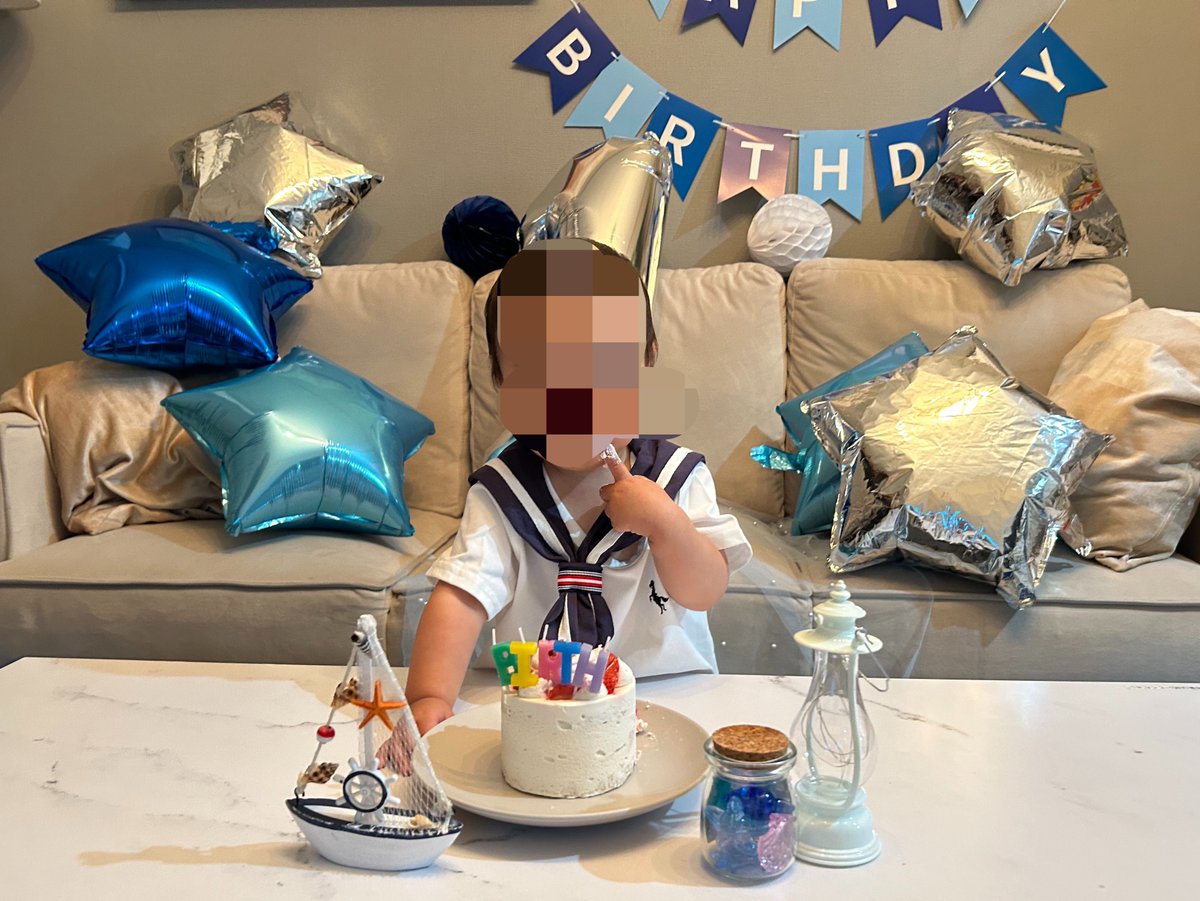 mekopunch's tweet photo. 息子が1歳になったので誕生日近い仲良しの友達と誕生日パーティーしたんですが、時の流れ早すぎる https://t.co/Ia7PWsYYYV