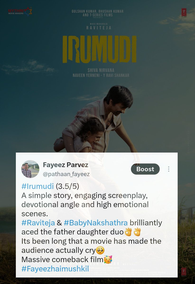 pathaan_fayeez's tweet photo. #IRUMUDI #IRUMUDIKATTU 
@RaviTeja_offl @priya_Bshankar @saikumaractor #BabyNakshathra @MythriOfficial @TSeries @gvprakash @ShivaNirvana 
#Fayeezhaimushkil https://t.co/2mgMGzwckt