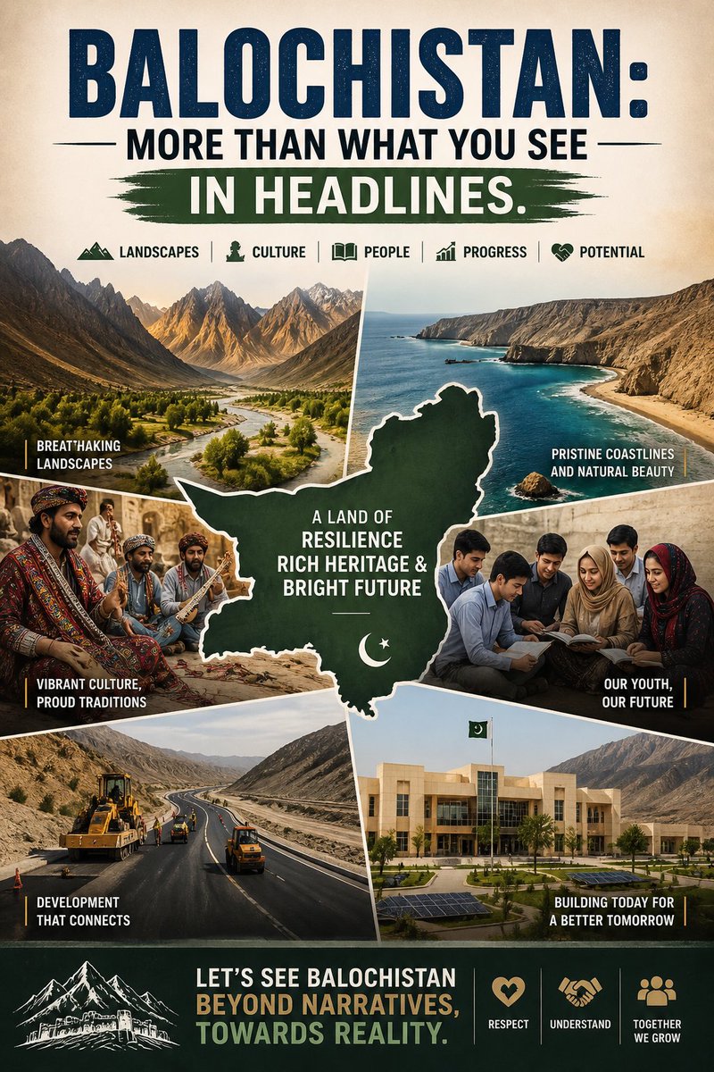 HameedRind___'s tweet photo. Balochistan is more than what you see in the headlines. 🏔️🌊
A land of resilience.
A land of rich heritage.
A land of breathtaking beauty.
A land with a bright future.
See Balochistan beyond narratives — towards reality. 🇵🇰
#Balochistan #ExploreBalochistan https://t.co/xonVvyB6qN