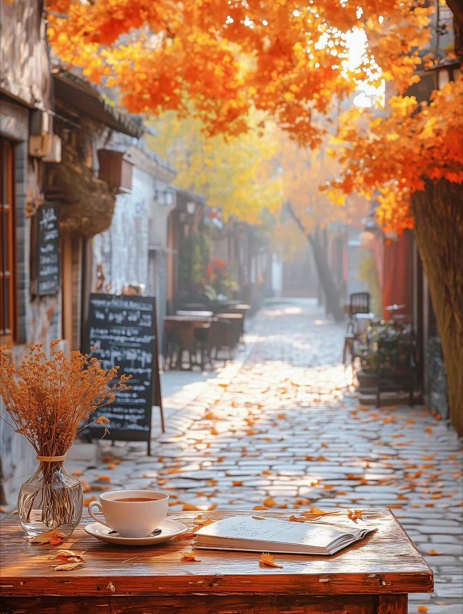 Gantheil63100's tweet photo. Golden autumn sunshine, cozy coffee in hand, and leaves turning warm hues  Perfect small-town vibe today!， https://t.co/qz5ChC9ljL