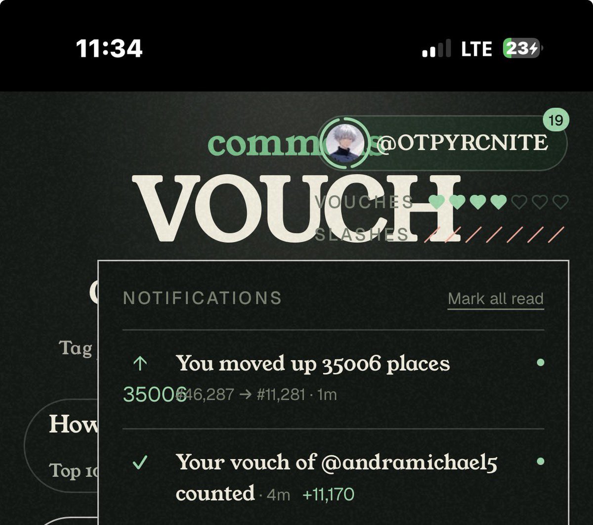 OTPYRCNITE's tweet photo. 1 Single Vouch : +11k

1 Single Slash : -11k

I still have 4 vouches
I still have 7 slashes https://t.co/LugztPlOM7