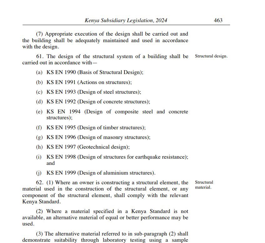 KilatyaLilian's tweet photo. A QUESTION FOR CIVIL AND STRUCTURAL ENGINEERS PRACTICING IN KENYA IN 2026

I recently learned that BS 8110, BS 5950 among other structural design standards remain widely referenced in structural design in several projects. For engineers who still use these obsolete standards, I am curios to learn, which factors influence this decision? 

Let’s have a candid discussion.
I was recently contacted to review a design for a project in one of the leafy suburbs of Nairobi. The structural designs were dated August 2026 but referenced standards that were withdrawn in 2010. 

Engineering standards have evolved over time stemming from years of research and innovative sustainable construction materials and practices. The conversation is currently gravitating to generation 2 Structural Eurocodes yet most of us have not embraced the first generation. 

Adoption of Structural Eurocodes offer an international approach to European harmonized structural design with a keen focus to domestication through Nationally Determined Parameters published as National Annexes to the Structural Eurocodes.

Why use Structural Eurocodes?
1.More economical design approach
2.Flexibility, innovation and sustainability
3.Enhanced safety and reliability
https://t.co/sVeTMK2S1A competitiveness and mobility of engineering services and products
5.Compliance to the Kenyan Building Code 2024 https://t.co/TEs12MInRe 
6.Compliance to the Kenya gazetted Standards (14th September 2012)

Why are you still holding on to your ‘exes’?
#SemaNami 
#StructuralDesign
#Engineering 
#Construction