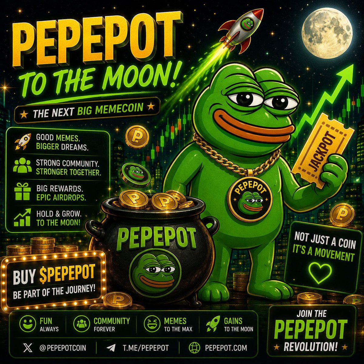 akiraprime44's tweet photo. The pot is getting bigger… 🐸💰
$PEPEPOT is ready to make some noise! 🔥
Strong memes. Strong community. Bigger ambitions.
🐸 $PEPEPOT 🚀
PEPEPOT TO THE MOON! 🌕
@PepePotCoin
sale link 👇
https://t.co/oGVwA3UKWr…
#PEPEPOT #Solana https://t.co/aBzTmNThK4