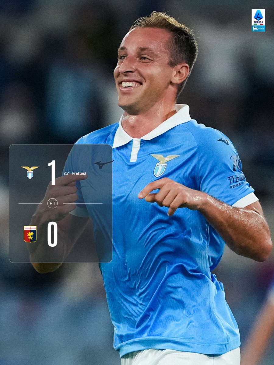 SerieA's tweet photo. Due su due per la Lazio: la firma è ancora di Davide Frattesi 🦅✅

#LazioGenoa https://t.co/G1clc0HpOx