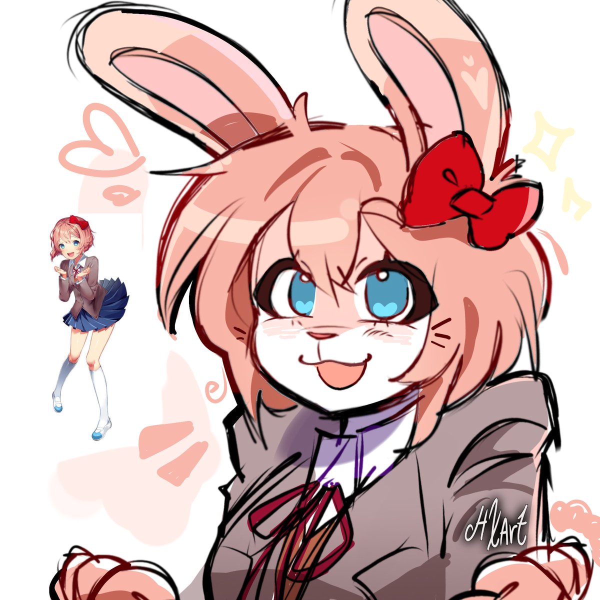 HAjXart's tweet photo. Sayori as a bunny ❤️ #sayori #ddlc #furry #sayoriddlc https://t.co/J7ENy15gA0