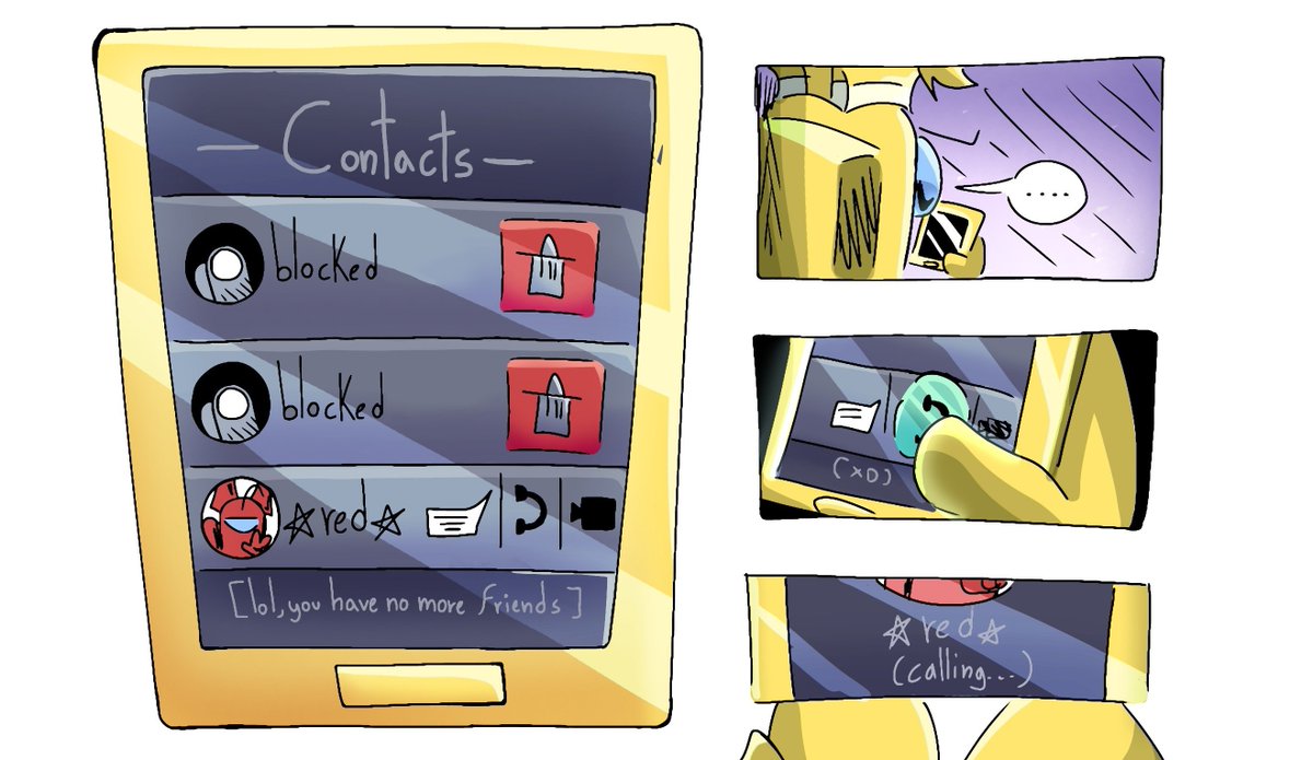 SofMark_'s tweet photo. Showcasing yellow's non existent social life, i wonder what could've happened there
#amongusart #amongustwt #amongusOC #amonGusAU #SpaceDanger https://t.co/oQt8uDL8RH