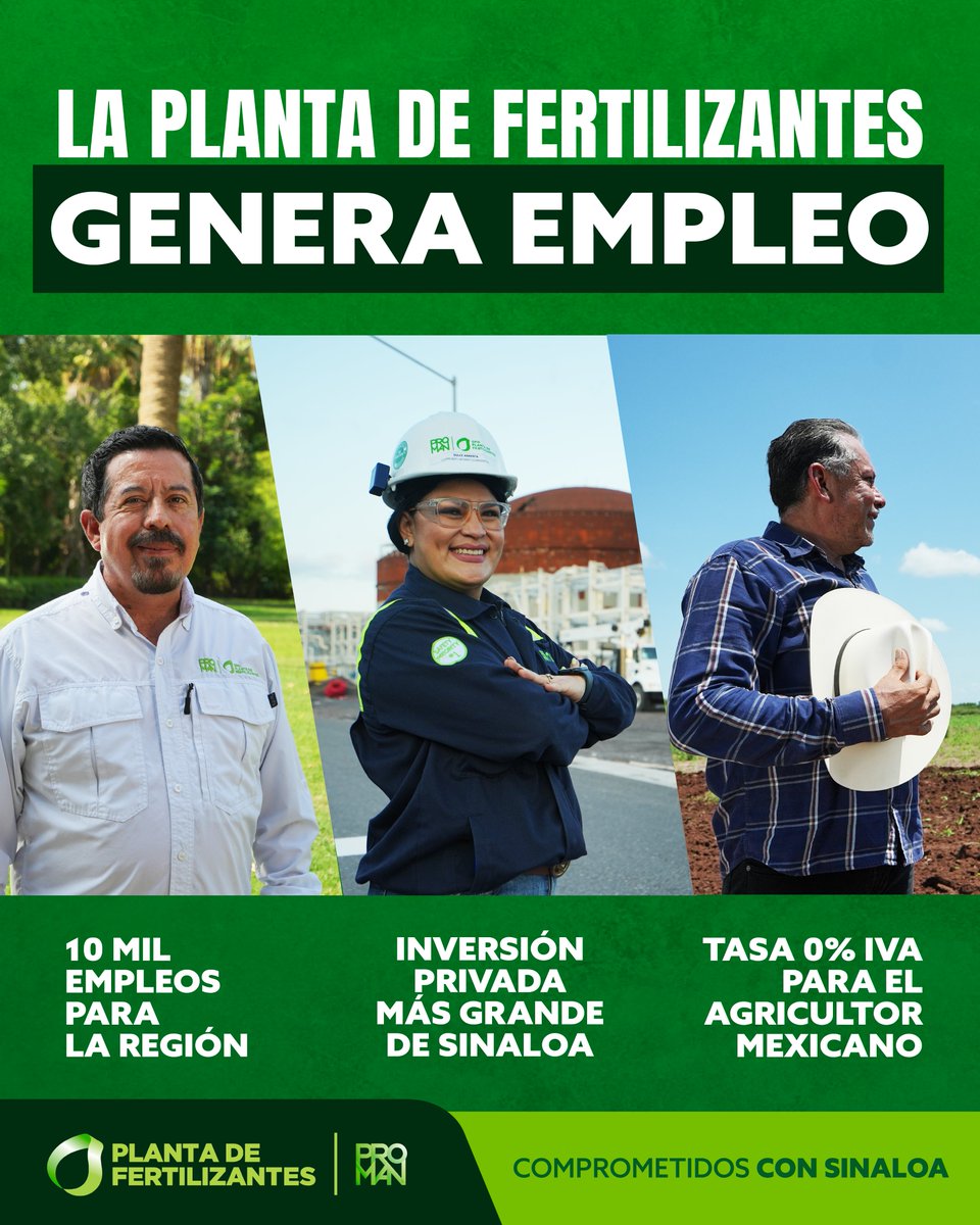 PlantaDeFertili's tweet photo. La planta de fertilizantes genera empleo.

10 mil empleos para la región, la inversión privada más grande de Sinaloa.

#Topolobampo #ComprometidosConSinaloa https://t.co/IOpnZDVAiK