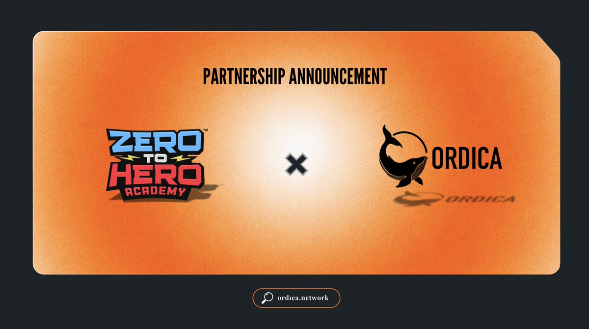 OrdicaNetwork's tweet photo. PARTNERSHIP ANNOUNCEMENT

@ZTHAcademy @zerotohero  are pleased to announce our strategic partnership. Join Ordica HUB to discover the benefits 👀

Ordica HUB: https://t.co/F81nelo8UT