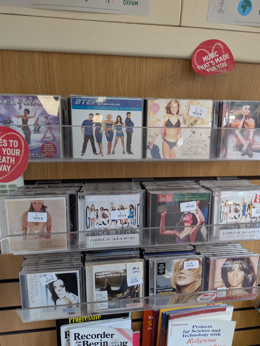 dearianfawn's tweet photo. I rearranged this #charity shop’s #CDs so that it only featured CDs in my own collection #Vengaboys #Steps #GeriHalliwell #Cheryl #JenniferLopez #GirlsAloud #OutOfControl…twice #DianaRoss #KymMarsh #Sugababes and #LeonaLewis 😁 ♥️ 🎧 💿 https://t.co/IxhHZmWrRl
