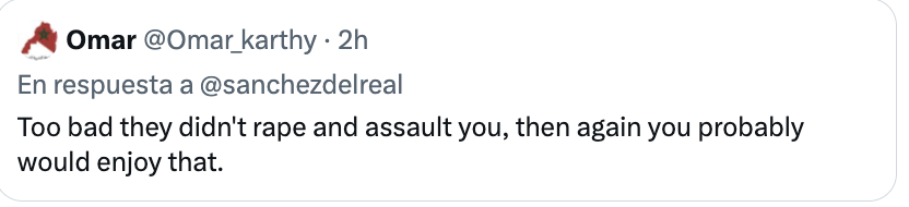 sanchezdelreal's tweet photo. El típico moro de los grupos de ataque digital marroquí que me dice que deberían haberme "violado y asaltado" reconociendo, sin darse cuenta, que está reconociendo que es eso lo que hacen. Jaque Mate, Omar. https://t.co/0aWoSsdJmZ