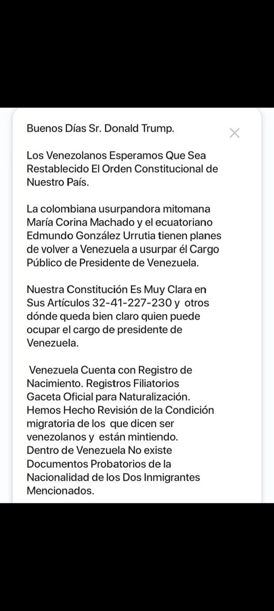 mirtha_gu's tweet photo. @lilianaf523 @ricardo_hausman Los Venezolanos apoyamos tu exelente opinión.@SecRubio @POTUS @StateDept @usembassyve Pero hemos descubierto la condición y la intención d @MariaCorinaYA la cual es la misma que la d @delcyrodriguezv No son venezolanos y utilizan los recursos de nuestra patria para su beneficio https://t.co/wvOd5HQnFQ