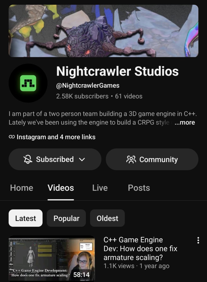 Harry_The_Nerd's tweet photo. Insane recommendation by YT
Husband &amp; wife are working on their custom C++ game engine since 2019..peak nerdy stuff🥰 https://t.co/wEtzzdcUGQ