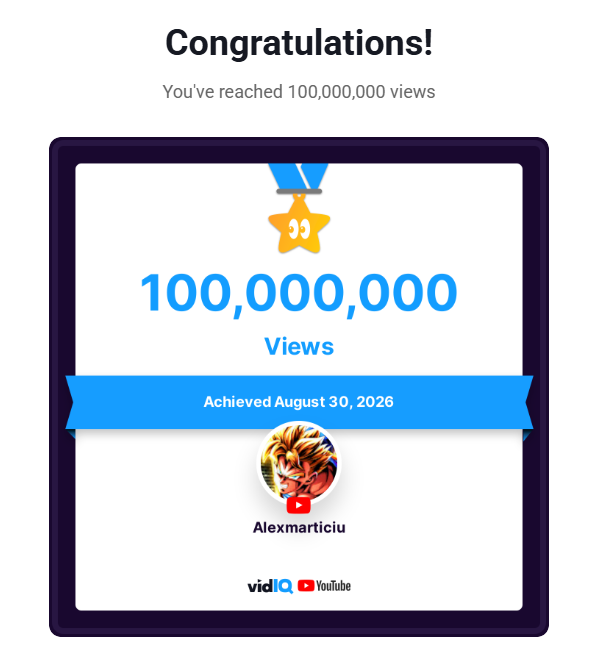 Alexmarticiu's tweet photo. Se dice rápido, pero ni os imagináis lo que ha costado. El canal de Legends, ha llegado a 100.000.000 de visitas.
Si el Alex de 2019 lo ve, ni se lo cree. https://t.co/7NmvbgGGqW