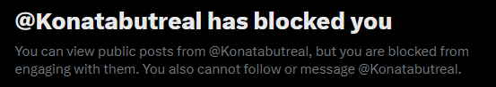 awkward_mango's tweet photo. KBR really blocks anyone that he has the mildest inconveniences with. I simply asked him to stop talking about the Cult of Konata, that it was a dead topic, and he blocked me for it. The Lucky Star Community discord server truly is one of the most toxic communities I've ever seen https://t.co/AERz15ltFT