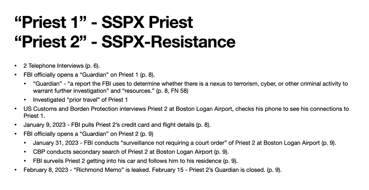 KoramProNobis's tweet photo. The degree of investigation into Priest 1 (SSPX) and Priest 2 (SSPX Resistance) went far beyond just cursory research. It also involved: 
- the pulling of flight and credit card information 
- the creation of "Guardians" on the two priests
- physical spying and tailing https://t.co/reQ4gvCVTY