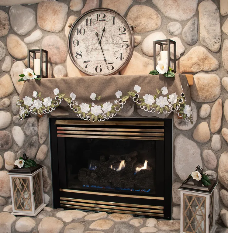 LinensArtThings's tweet photo. Beautiful floral Magnolia design Mantle Scarf on brown polyester linen, featuring exquisite embroidery and eye-catching cutwork to dress up any Fire Place Mantle. Other matching items are available and will add beauty to any home and impress your guests for years. #linens #doilies #homedecor #tablelinens #tablecloths #tabletopper #tablerunner #lace #LAT Watch Here: https://t.co/0i22oxDXNr